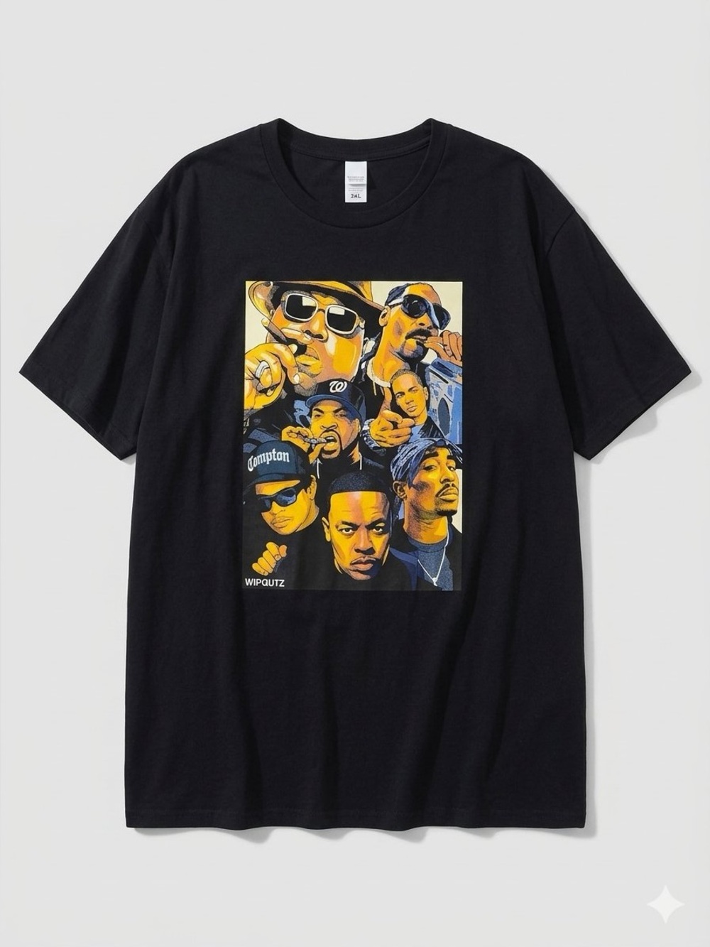 Hip Hop Legends Graphic T-Shirt Black Men's 3XL
